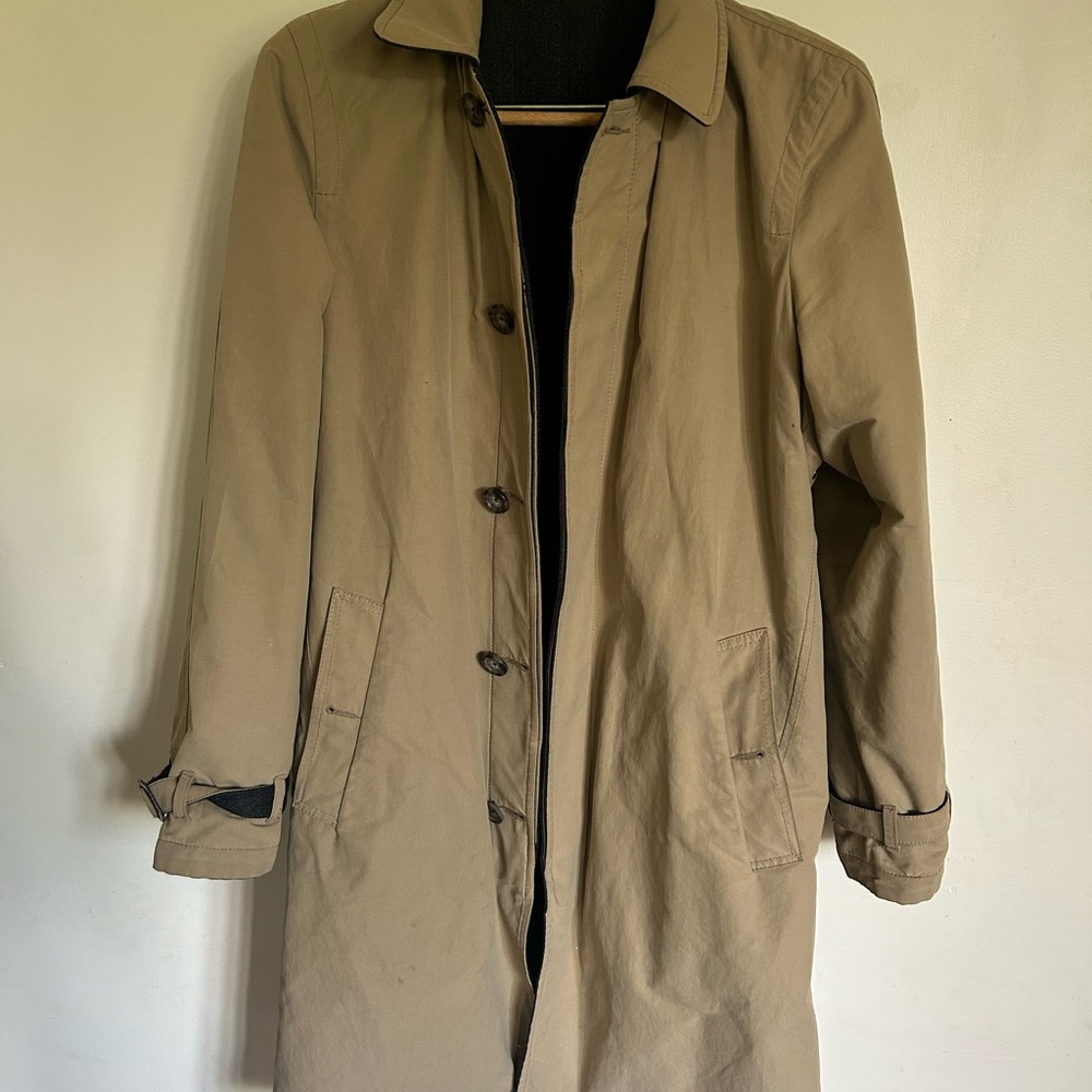 J. Crew Tan and Charcoal Reversible Trench Coat